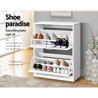 24 Pairs  Shoe Rack Cabinet Adjustable Shelves White Iris