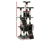 180cm Cat Tree Trees Scratching Post Scratcher Tower Condo House Furniture Wood Grey