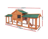 220cm wide Large wooden Chicken Coop Rabbit Hutch Waterproof Pet House