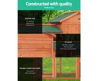 220cm wide Large wooden Chicken Coop Rabbit Hutch Waterproof Pet House