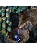 Peacock Forest Cascade Water Fountain Feature Solar pump Battery Timer LED light