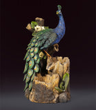 Peacock Forest Cascade Water Fountain Feature Solar pump Battery Timer LED light