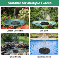 Solar Floating Fountain Pump for Bird Bath Fish pond swimming pool Garden decor