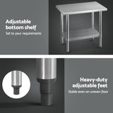 Cefito Stainless Steel Kitchen Benches Work Bench 910x610mm 430
