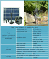 Day/Night Solar Panel POND WATER Fountain Feature PUMP W/ Battery LED Light 560L