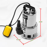 18,000L/H 1500W Submersible Dirty Water Pump Bore Tank Well Steel Automatic