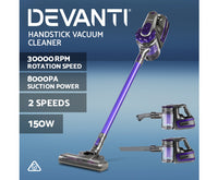 150w Cordless Handheld Stick Vacuum Cleaner 2 Speed Purple And Gray