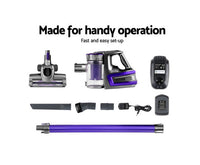 150w Cordless Handheld Stick Vacuum Cleaner 2 Speed Purple And Gray