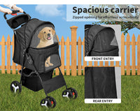 Pet Stroller Dog Cat Cage Puppy Pushchair Travel Walk Carrier 4 wheels